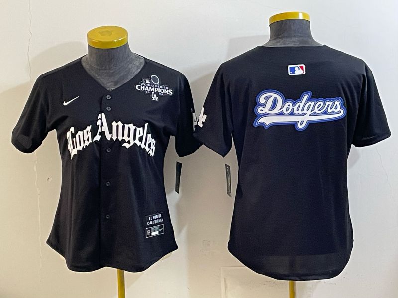 Women 2026 Los Angeles Dodgers Blank Black Game Nike MLB Jersey style 0021